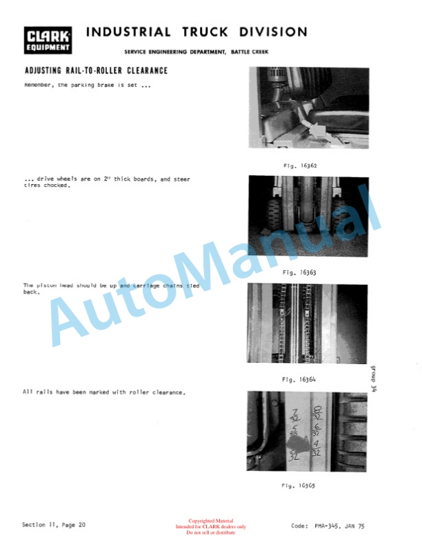 Clark C500 160, C500 300 Planned Maintenance and Adjustment Procedures Manual PMA-354 5 Clark C500 160, C500 300 Planned Maintenance and Adjustment Procedures Manual PMA-354-5