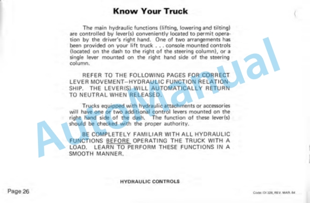 Clark C500 20-100 Operator Instruction Manual OI-328 2 Clark C500 20-100 Operator Instruction Manual OI-328-2