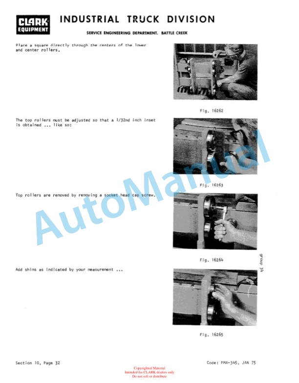 Clark C500 235 Gasoline Planned Maintenance and Adjustment Procedures Manual PMA-270-4