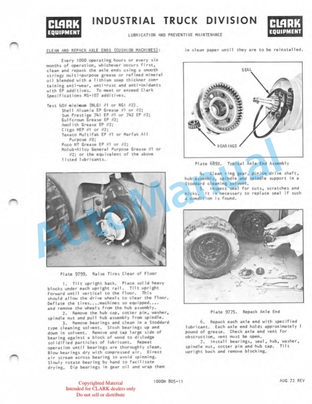 Clark C500-355, C500-H355, C500-Y355, C500-HY355 Gasoline, LPG Service Manual SM-333-2