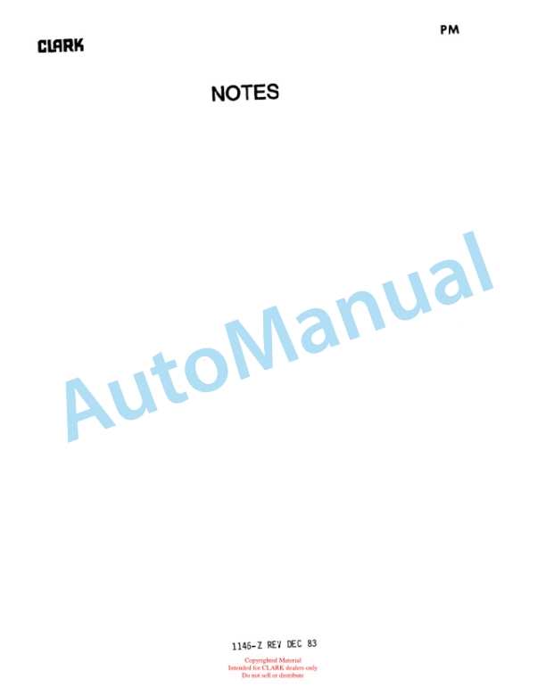 Clark C500 355 LPG Planned Maintenance and Adjustment Procedures Manual PMA-274-2