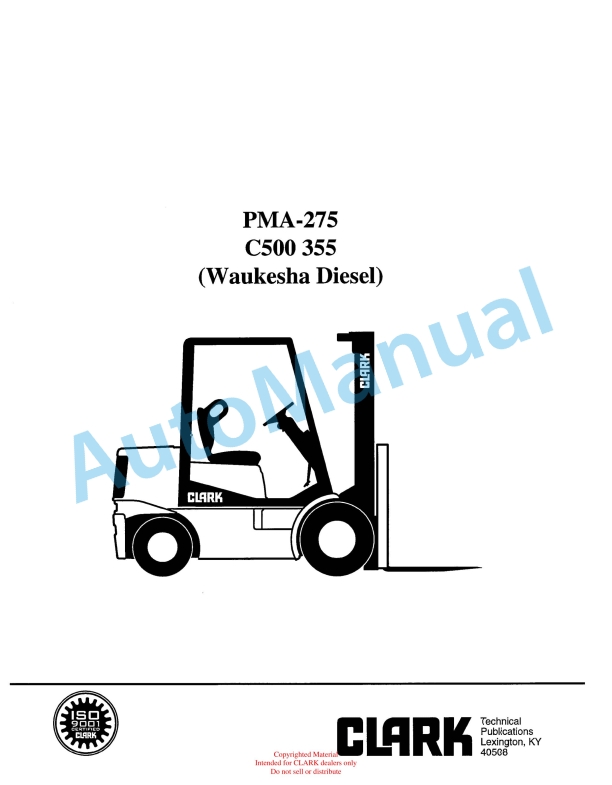 Clark C500 355 Waukesha Diesel Planned Maintenance and Adjustment Procedures Manual PMA-275