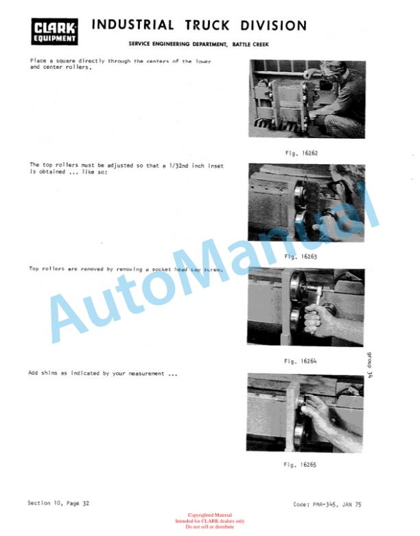 Clark C500 915, Y1015 Planned Maintenance and Adjustment Procedures Manual PMA-355-4