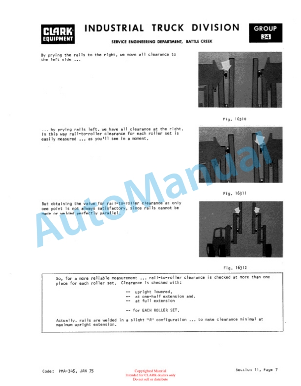 Clark C500 915, Y1015 Planned Maintenance and Adjustment Procedures Manual PMA-355-5