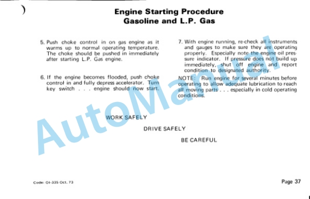 Clark C500-Y 100-150 Operator Instruction Manual OI-335 3 Clark C500-Y 100-150 Operator Instruction Manual OI-335-3