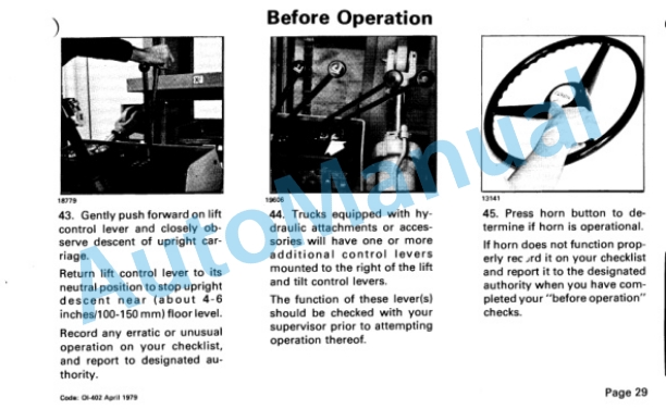 Clark C500 Y 110-150 Operator Instruction Manual OI-402 3 Clark C500 Y 110-150 Operator Instruction Manual OI-402-3