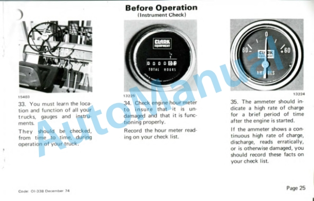 Clark C500-Y 160-300 Operator Instruction Manual OI-338 2 Clark C500-Y 160-300 Operator Instruction Manual OI-338-2