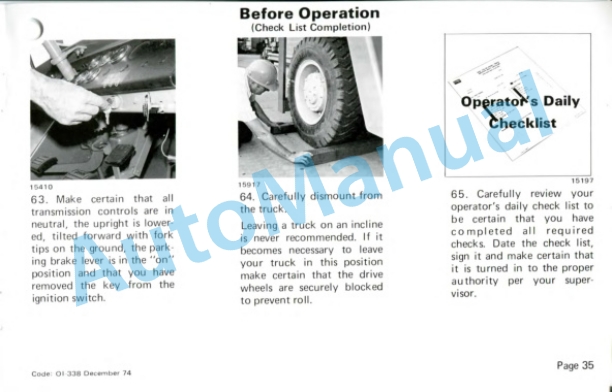 Clark C500-Y 160-300 Operator Instruction Manual OI-338 3 Clark C500-Y 160-300 Operator Instruction Manual OI-338-3