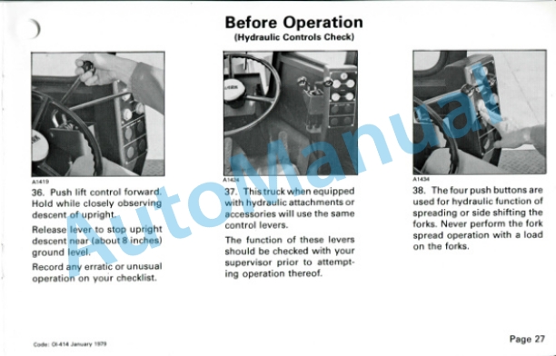 Clark C500 Y 400-600 Operator Instruction Manual OI-414 3 Clark C500 Y 400-600 Operator Instruction Manual OI-414-3