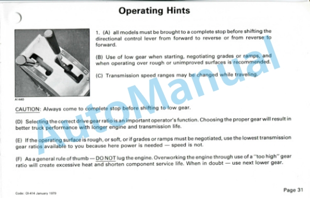 Clark C500 Y 400-600 Operator Instruction Manual OI-414 4 Clark C500 Y 400-600 Operator Instruction Manual OI-414-4