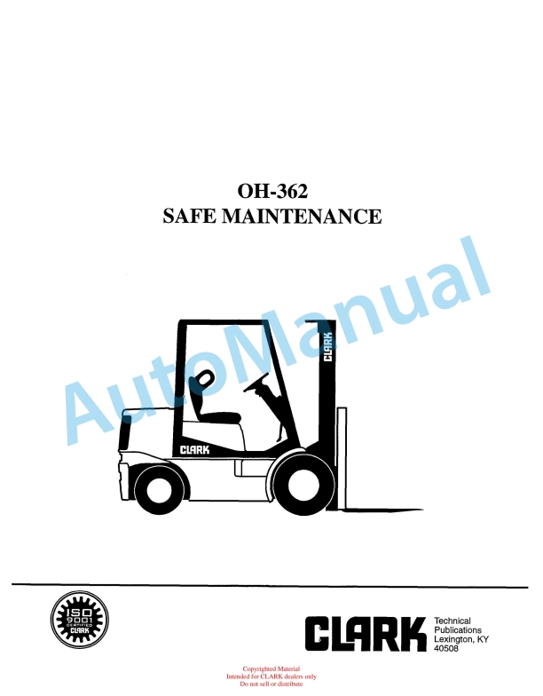 Clark C500 Y 60, 70, 80, S80, 90, S100 Safe Maintenance OH-362