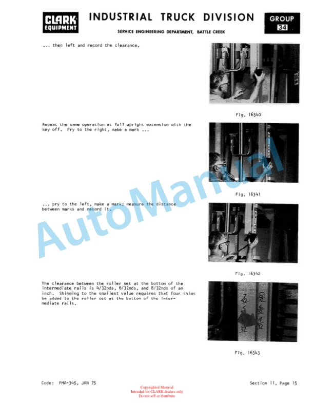 Clark C500 Y 60-S100 D Planned Maintenance and Adjustment Procedures Manual PMA-539 5 Clark C500 Y 60-S100 D Planned Maintenance and Adjustment Procedures Manual PMA-539-5