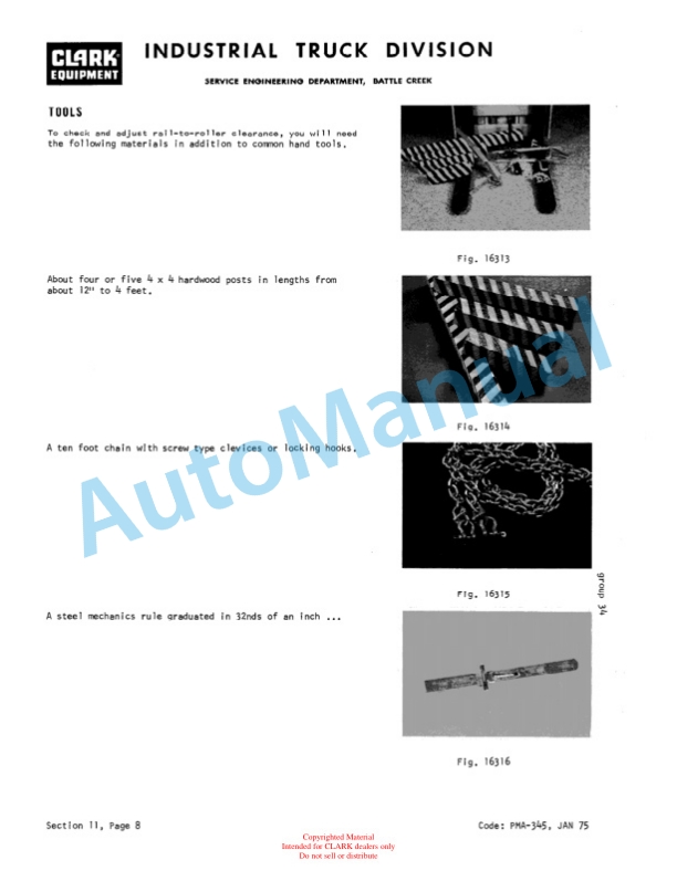 Clark C500 Y 685 Gas and LPG Planned Maintenance and Adjustment Procedures Manual PMA-276 5 Clark C500 Y 685 Gas and LPG Planned Maintenance and Adjustment Procedures Manual PMA-276-5