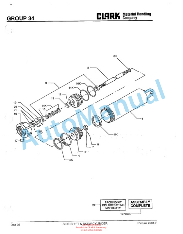Clark C500 Y 800 CH Container Handler Lift Truck Parts Book PM-X175 3 Clark C500 Y 800 CH Container Handler Lift Truck Parts Book PM-X175-3