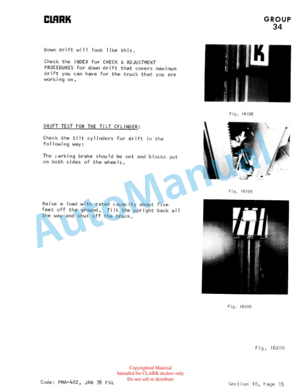 Clark C500, Y1015 Gas Planned Maintenance and Adjustment Procedures Manual PMA-402 3 Clark C500, Y1015 Gas Planned Maintenance and Adjustment Procedures Manual PMA-402-3