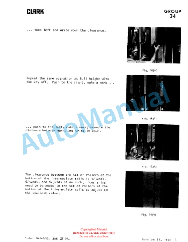 Clark C500, Y1015 Gas Planned Maintenance and Adjustment Procedures Manual PMA-402 5 Clark C500, Y1015 Gas Planned Maintenance and Adjustment Procedures Manual PMA-402-5