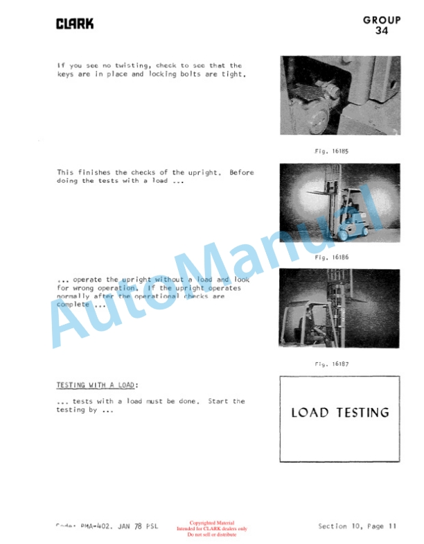Clark C500 Y110, C500 Y135, C500 Y155 Planned Maintenance and Adjustment Procedures Manual PMA-403 3 Clark C500 Y110, C500 Y135, C500 Y155 Planned Maintenance and Adjustment Procedures Manual PMA-403-3