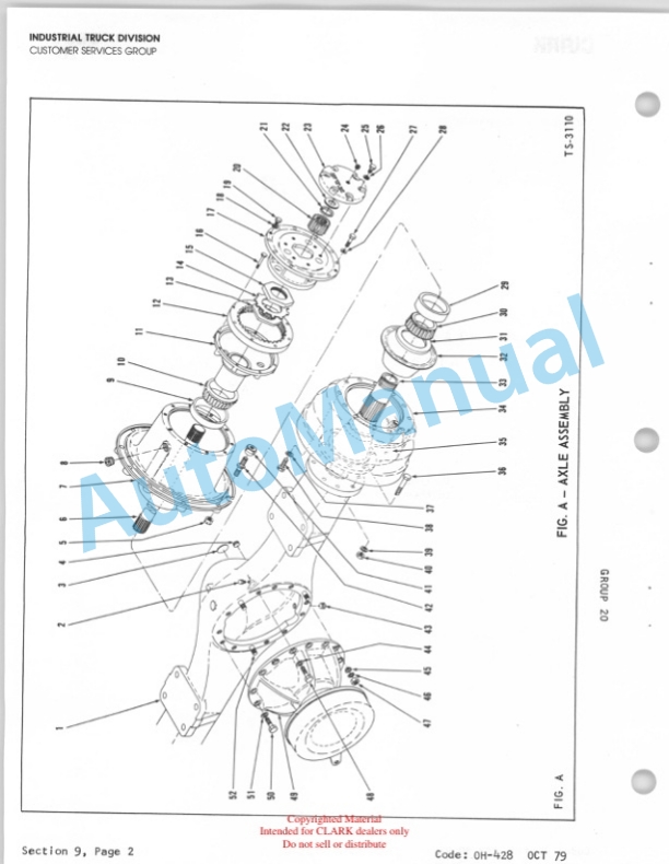Clark C500 Y160-S250, Y1625 Overhaul Manual OH-354D 2 Clark C500 Y160-S250, Y1625 Overhaul Manual OH-354D-2