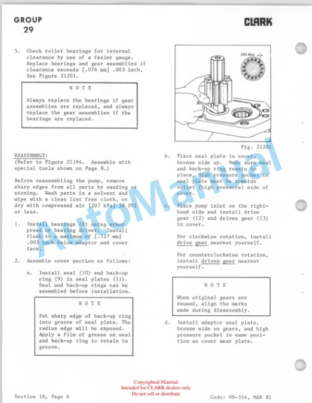 Clark C500 Y160-S250, Y1625 Overhaul Manual OH-354D 5 Clark C500 Y160-S250, Y1625 Overhaul Manual OH-354D-5