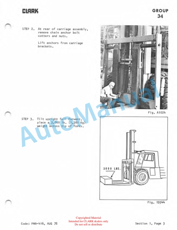 Clark C500 Y400-650 Planned Maintenance and Adjustment Procedures Manual PMA-414 2 Clark C500 Y400-650 Planned Maintenance and Adjustment Procedures Manual PMA-414-2