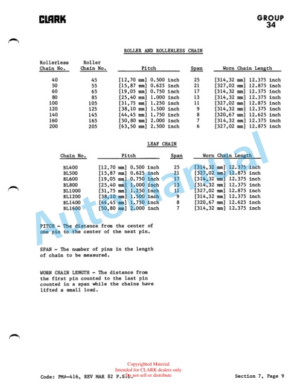 Clark C500 Y400-650 Planned Maintenance and Adjustment Procedures Manual PMA-414 4 Clark C500 Y400-650 Planned Maintenance and Adjustment Procedures Manual PMA-414-4