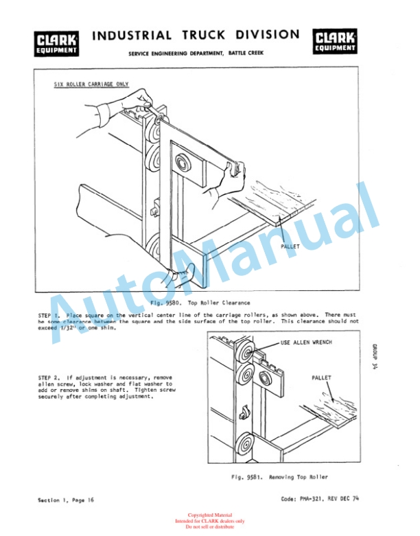 Clark C500 Y60, C500 Y100 Planned Maintenance and Adjustment Procedures Manual PMA-452 2 Clark C500 Y60, C500 Y100 Planned Maintenance and Adjustment Procedures Manual PMA-452-2