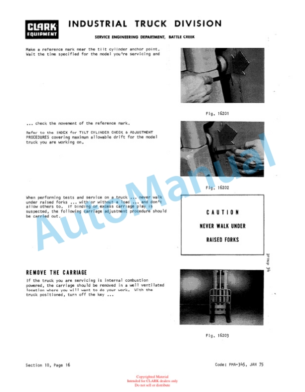 Clark C500 Y60, C500 Y100 Planned Maintenance and Adjustment Procedures Manual PMA-452 3 Clark C500 Y60, C500 Y100 Planned Maintenance and Adjustment Procedures Manual PMA-452-3