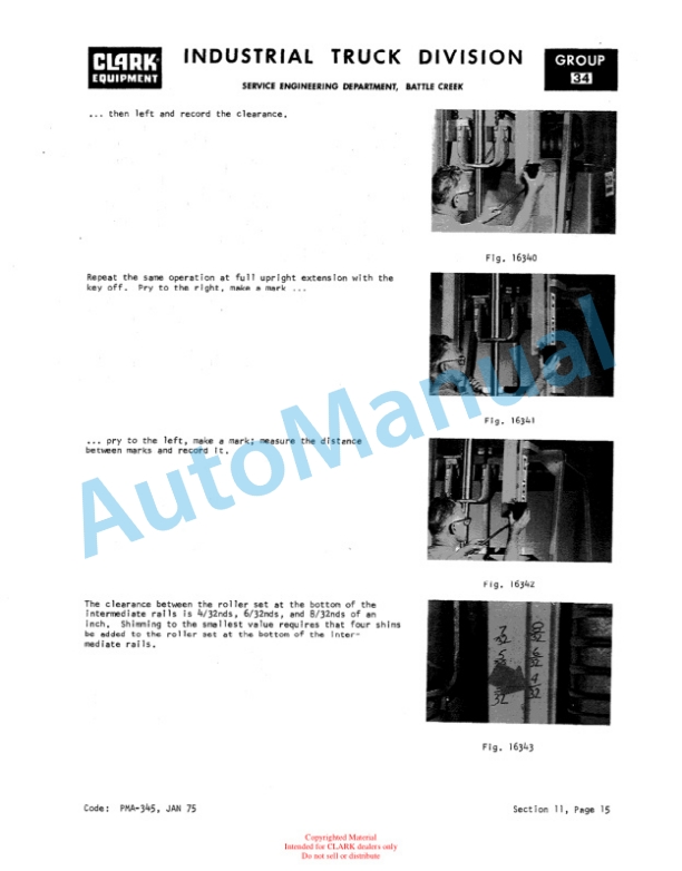 Clark C500 Y60, C500 Y100 Planned Maintenance and Adjustment Procedures Manual PMA-452 5 Clark C500 Y60, C500 Y100 Planned Maintenance and Adjustment Procedures Manual PMA-452-5