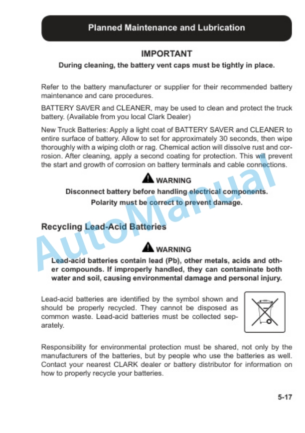 Clark CBX, TRX, FBX Electric Burden Carrier Operator Manual OM-724 5 Clark CBX, TRX, FBX Electric Burden Carrier Operator Manual OM-724-5