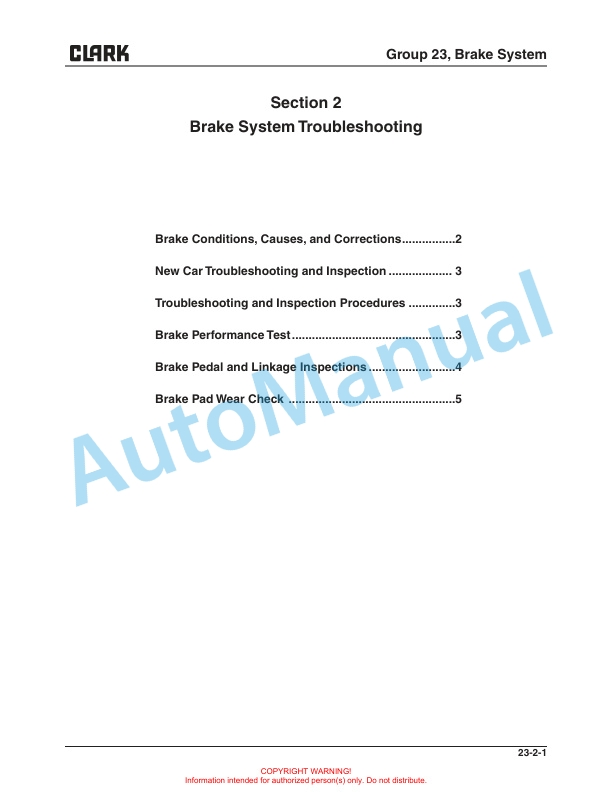 Clark CBX, TRX, FBX Electric Burden Carrier Service Manual SM-724 3 Clark CBX, TRX, FBX Electric Burden Carrier Service Manual SM-724 - Image 3