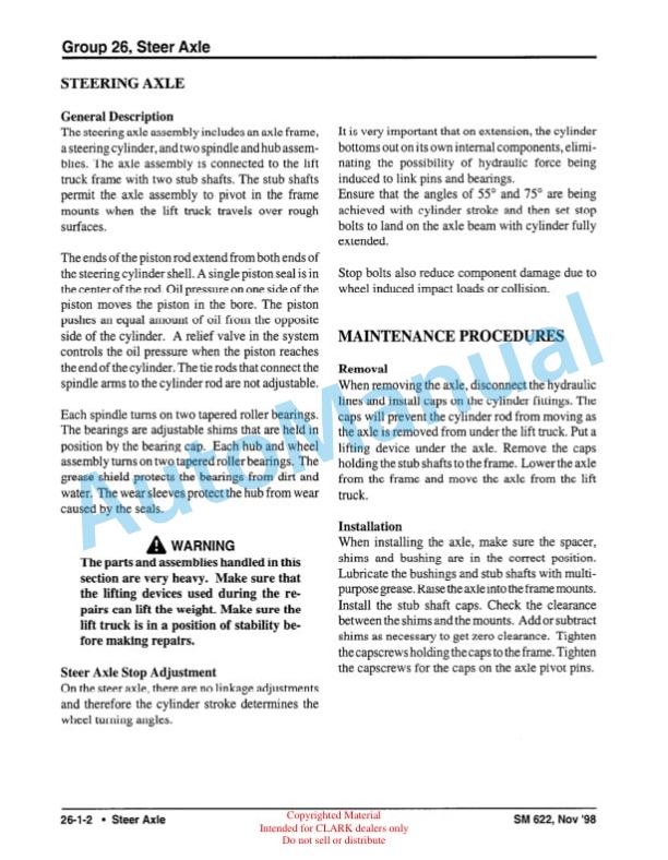 Clark CDP 100, CDP 164 Service Manual SM-622 5 Clark CDP 100, CDP 164 Service Manual SM-622 - Image 5