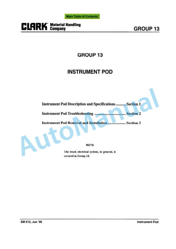 Clark CGC, CGP 40, 70 Service Manual SM-612 3 Clark CGC, CGP 40, 70 Service Manual SM-612 - Image 3