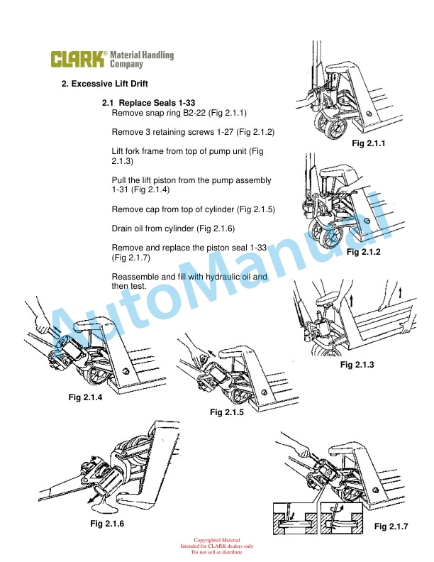 Clark CGH23, CGH25 Pallet Truck Operator, Parts and Service Manual 3 Clark CGH23, CGH25 Pallet Truck Operator, Parts and Service Manual - Image 3