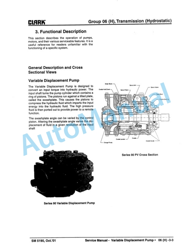 Clark CGP 16-50 H, CDP 16-50 H Hydrostatic Transmission Service Manual 3 Clark CGP 16-50 H, CDP 16-50 H Hydrostatic Transmission Service Manual-3