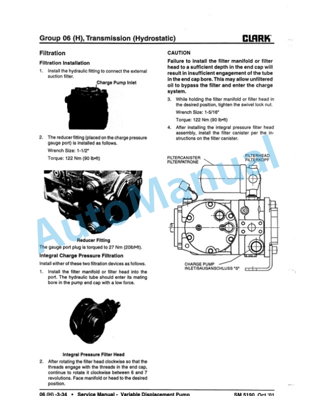 Clark CGP 16-50 H, CDP 16-50 H Hydrostatic Transmission Service Manual 4 Clark CGP 16-50 H, CDP 16-50 H Hydrostatic Transmission Service Manual-4