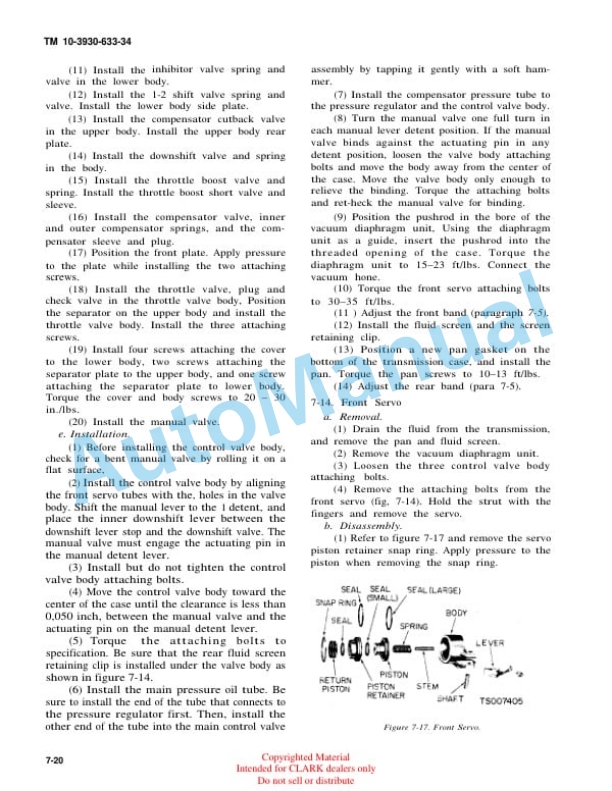 Clark Clark Mode 2330237 Truck, Lift, Fork, Gasoline Technical Manual TM10-3930-633-34 3 Clark Clark Mode 2330237 Truck, Lift, Fork, Gasoline Technical Manual TM10-3930-633-34-3