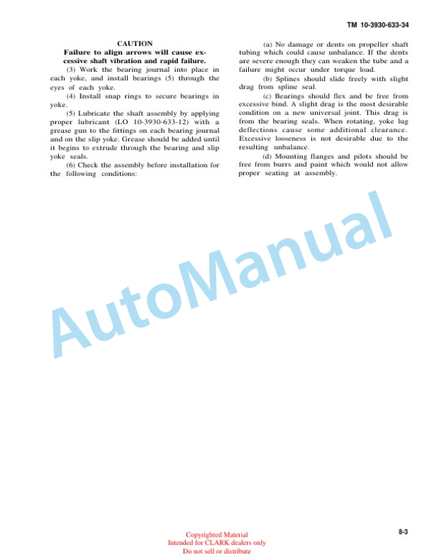 Clark Clark Mode 2330237 Truck, Lift, Fork, Gasoline Technical Manual TM10-3930-633-34 4 Clark Clark Mode 2330237 Truck, Lift, Fork, Gasoline Technical Manual TM10-3930-633-34-4