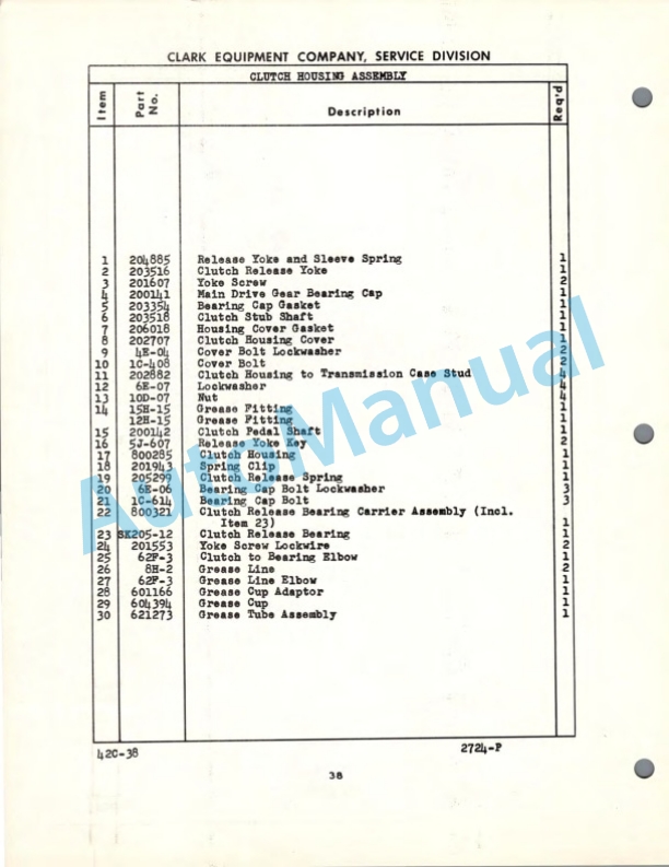 Clark Clarkat C Maintenance Manual and Parts Book 42C260 2 Clark Clarkat C Maintenance Manual and Parts Book 42C260-2