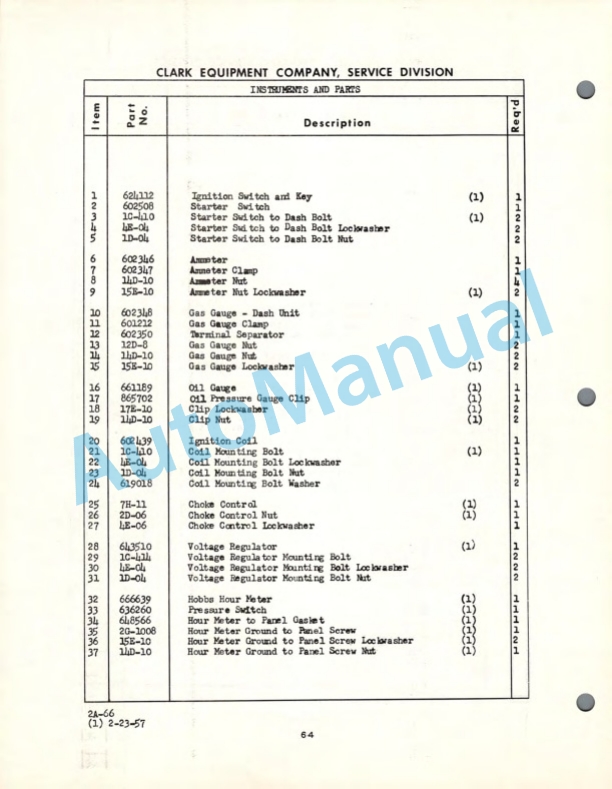 Clark Clarkat C Maintenance Manual and Parts Book 42C260 4 Clark Clarkat C Maintenance Manual and Parts Book 42C260-4
