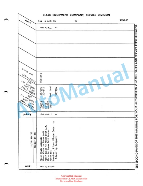 Clark Clarklift 20B Pneumatic Maintenance Manual and Parts Book X4BP625 2 Clark Clarklift 20B Pneumatic Maintenance Manual and Parts Book X4BP625-2