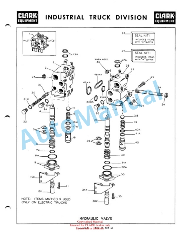 Clark Clarklift 20B Pneumatic Maintenance Manual and Parts Book X4BP625 3 Clark Clarklift 20B Pneumatic Maintenance Manual and Parts Book X4BP625-3