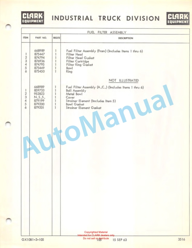Clark Clarklift 40B Maintenance Manual and Parts Book GX 10B1-3 4 Clark Clarklift 40B Maintenance Manual and Parts Book GX 10B1-3-4
