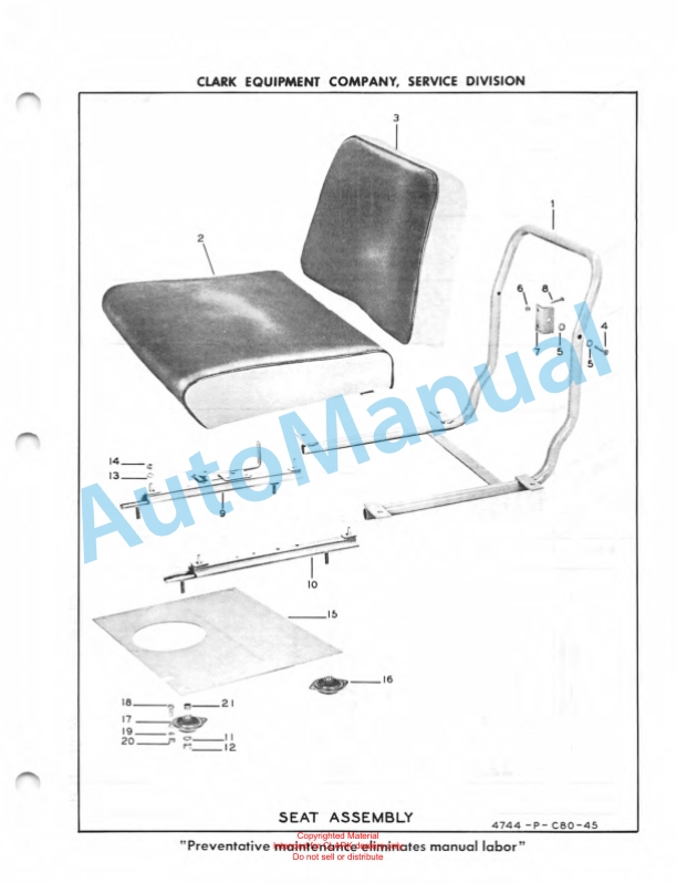 Clark Clarklift 50 B Maintenance Manual and Parts Book X10B2 2 Clark Clarklift 50 B Maintenance Manual and Parts Book X10B2-2
