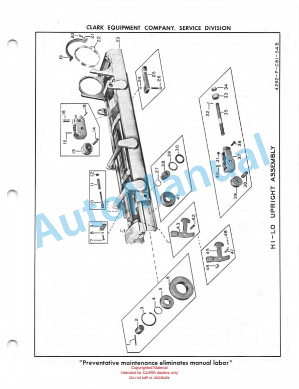 Clark Clarklift 50 B Maintenance Manual and Parts Book X10B2 5 Clark Clarklift 50 B Maintenance Manual and Parts Book X10B2-5