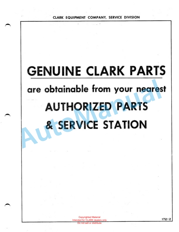 Clark Clarklift 60B Maintenance Manual and Parts Book GX 134B-2