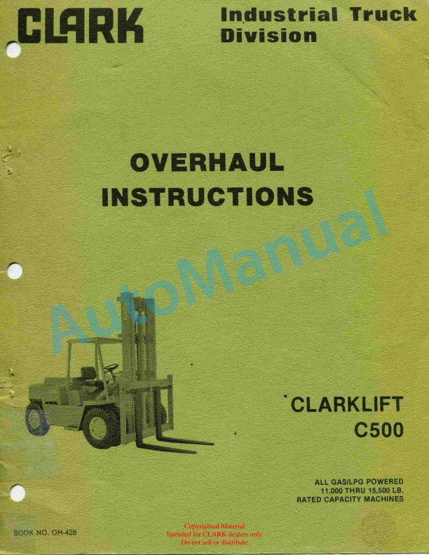 Clark Clarklift C500 Overhaul Instructions OH-428
