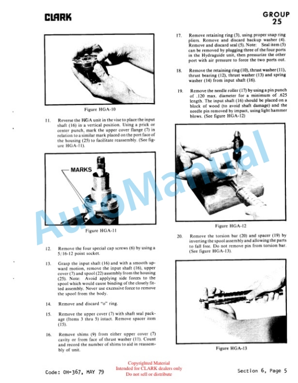 Clark Clarklift C500 Overhaul Instructions OH-428 3 Clark Clarklift C500 Overhaul Instructions OH-428-3