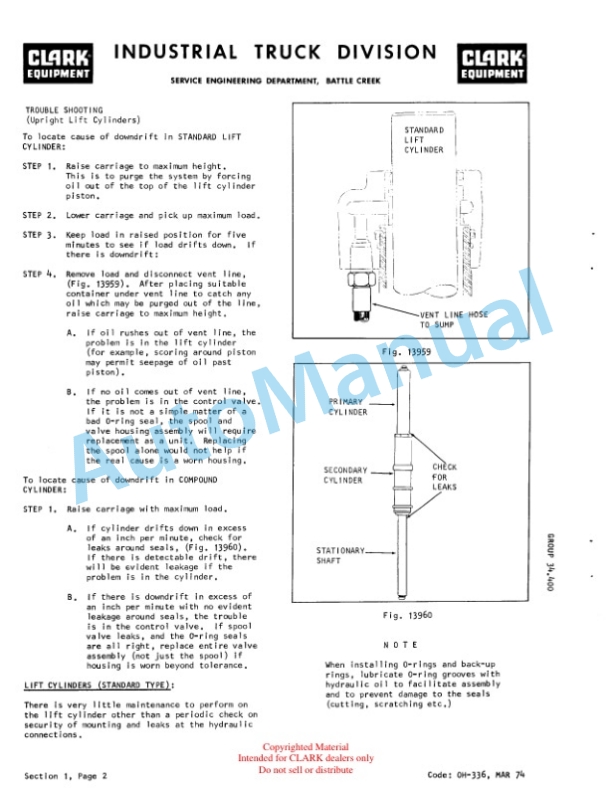 Clark Clarklift C500 Overhaul Instructions OH-428 5 Clark Clarklift C500 Overhaul Instructions OH-428-5