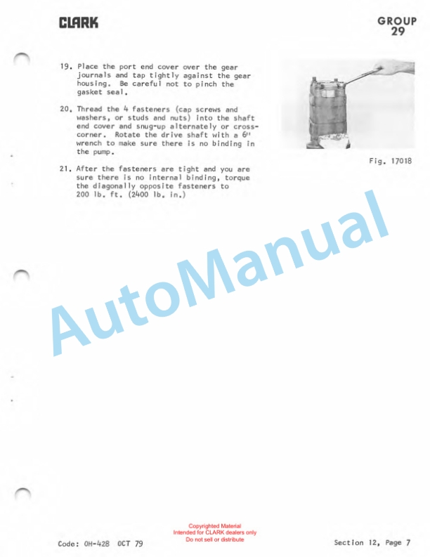 Clark Clarklift C500 Overhaul Instructions OH-429 4 Clark Clarklift C500 Overhaul Instructions OH-429-4