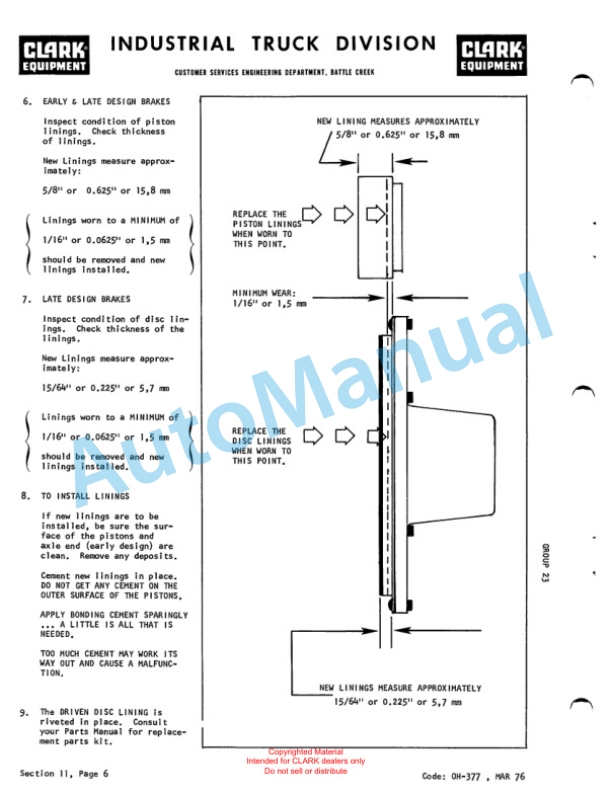 Clark Clarklift C500 Overhaul Instructions OH-431 2 Clark Clarklift C500 Overhaul Instructions OH-431-2